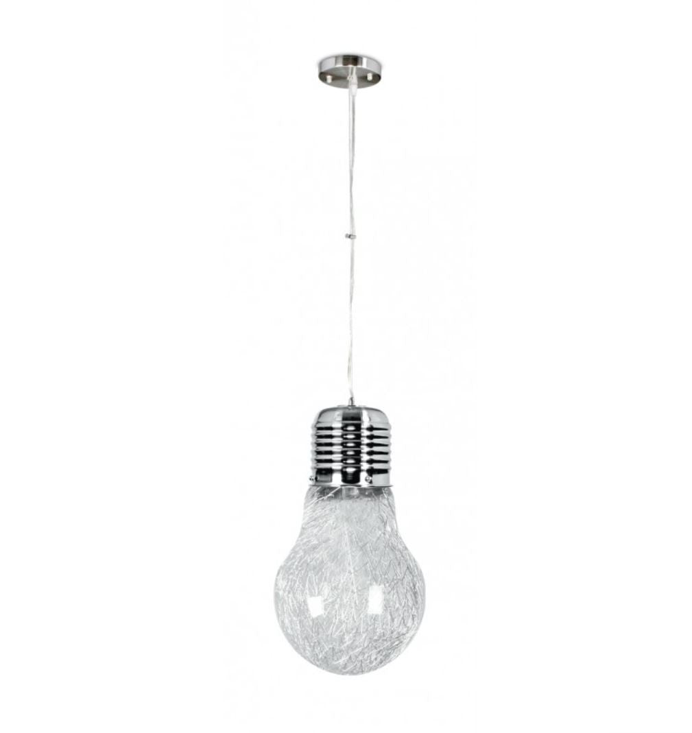 Sospensione vetro forma lampadina interno fili in alluminio 1XE27 non incl. D.15cm LAMPADINA Sospensione vetro forma lampadina interno fili in alluminio 1XE27 non incl. D.15cm LAMPADINA