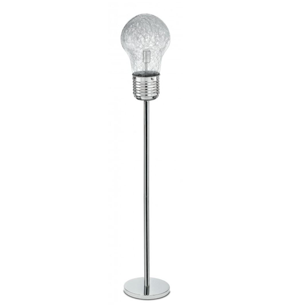 Lampa podłogowa szklana, kształt żarówki, wewnątrz druty aluminiowe 1xE27 brak w zestawie ŻARÓWKA