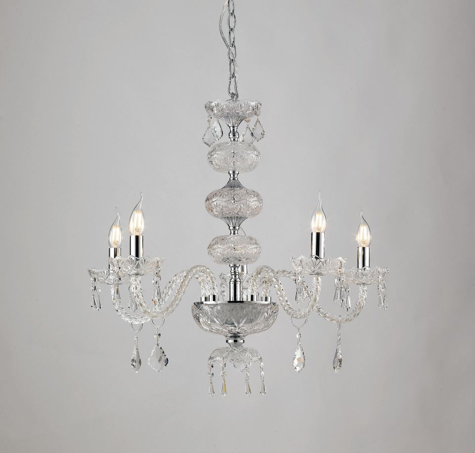 Sospensione 5 luci vetro cristallo finitura cromo 5XE14 non incl. INCANTO