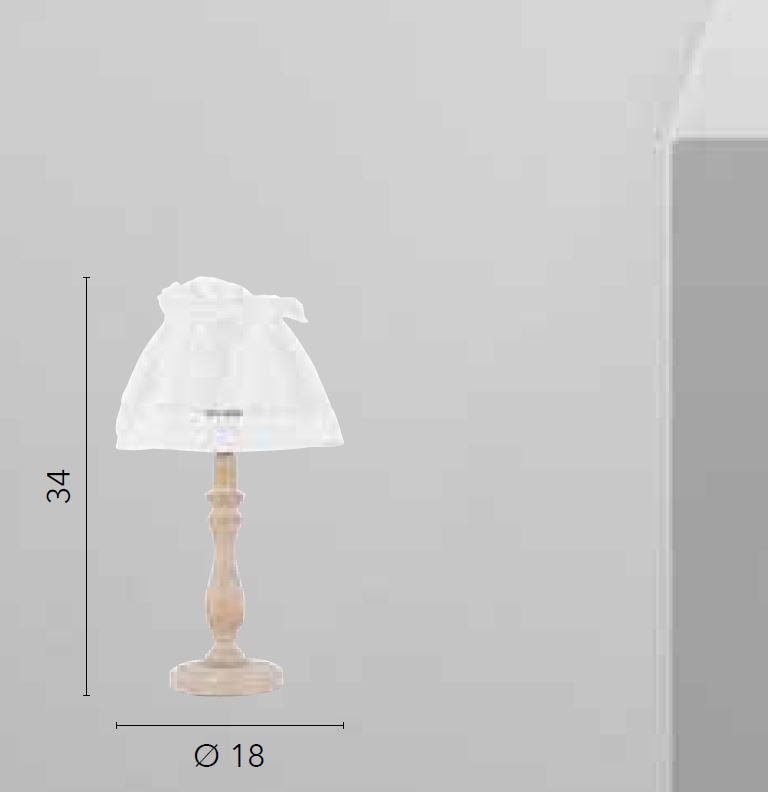 Lampă din lemn natural, cu abajur textil alb și broderie pe margini 1XE14 neincl. LULLABY