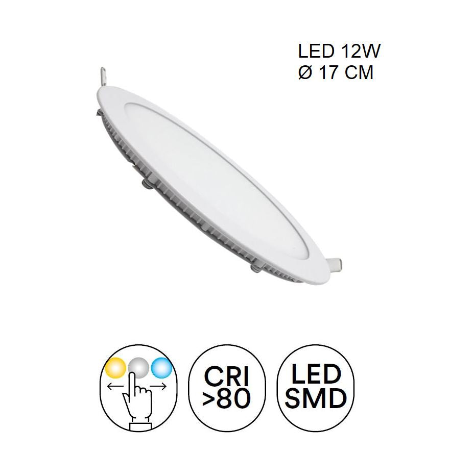 Incasso Rotondo 170 mm Ultra Sottile Bianco Led CCT 12w 1260LM Slim