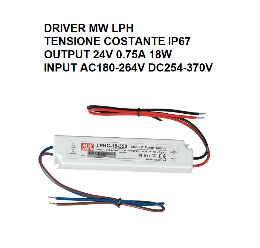 DRIVER LPH T.COSTANTE IP67 OUTPUT 24V 0.75A 18W INPUT