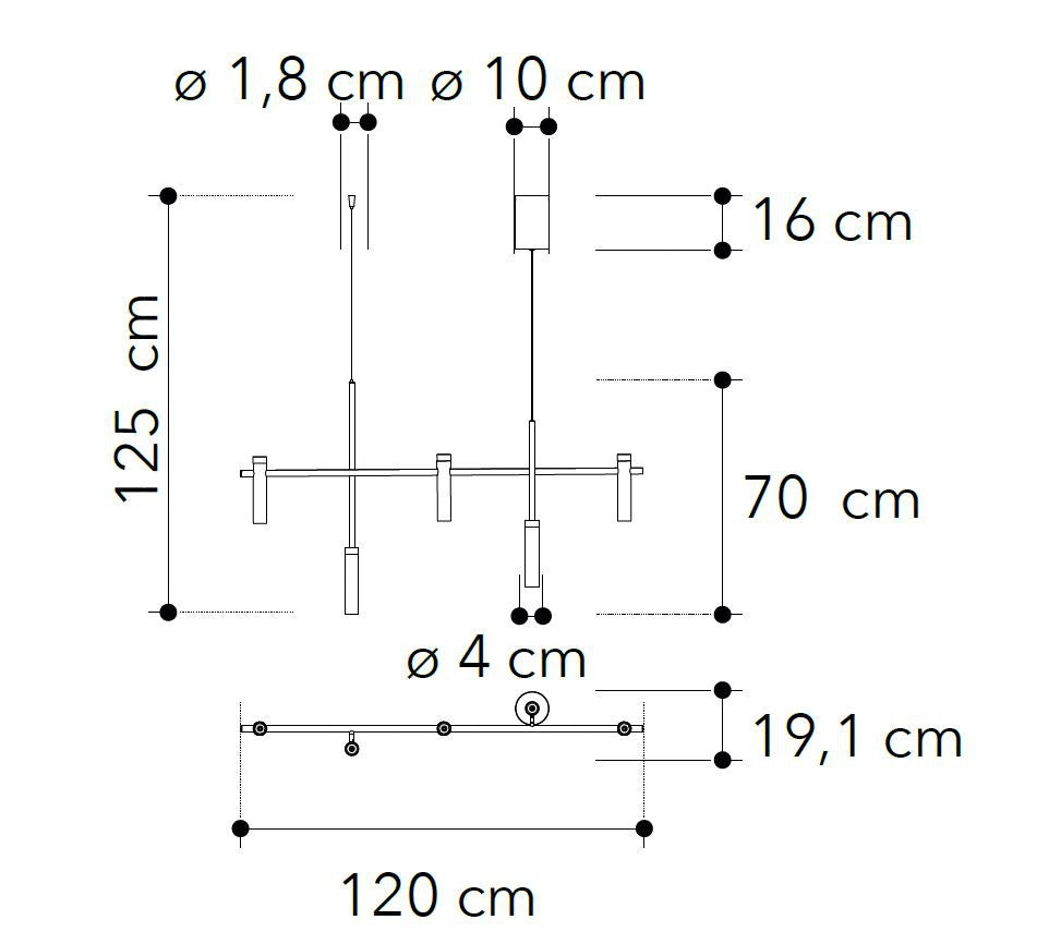 Suspensie LED din aluminiu bronz, dispersoare din acril și lumină cu emisie dublă 35W 3600LM 4000°k CANDLE-S5