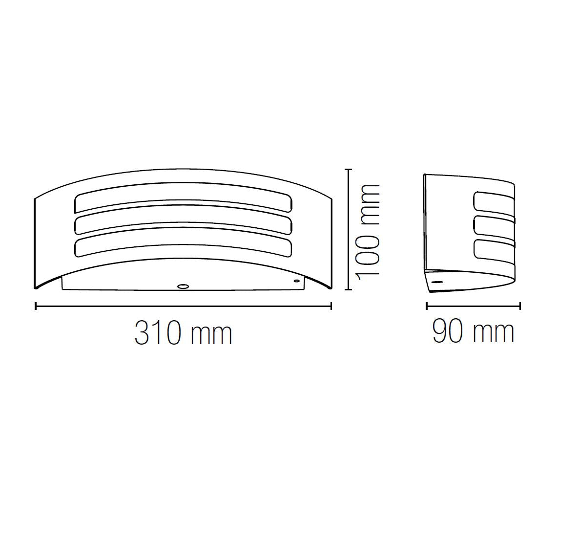 Applique da Esterno Curva 1xE27 IP44 | Alluminio Bianco Nero Nickel | Solix