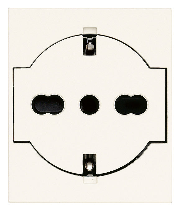 Presa SICURY 2P+T 16A 250V Universale P40 a Filo 2 Moduli | IP20 | Bianco Nero Canapa | Vimar Linea 30211