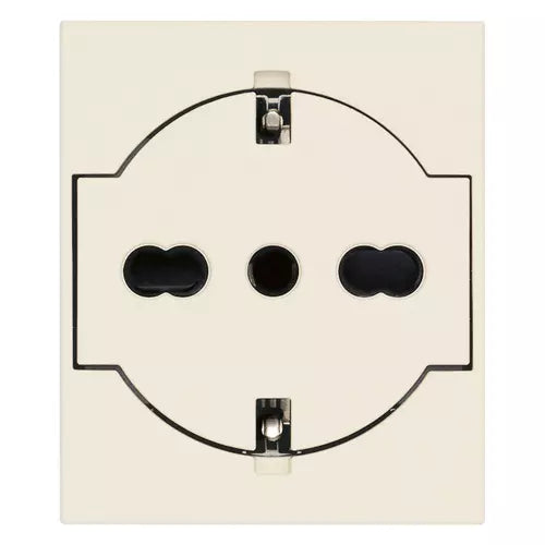 Presa SICURY 2P+T 16A 250V Universale P40 a Filo 2 Moduli | IP20 | Bianco Nero Canapa | Vimar Linea 30211