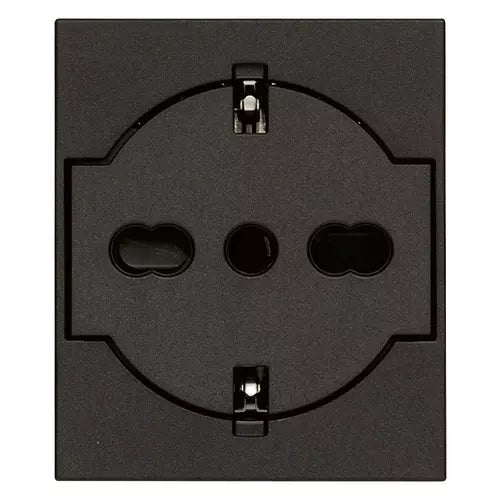 Presa SICURY 2P+T 16A 250V Universale P40 a Filo 2 Moduli | IP20 | Bianco Nero Canapa | Vimar Linea 30211