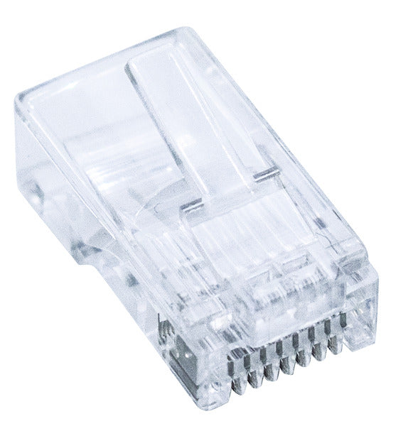 Mufă PLUG RJ45 8P/8C, contacte aurite, pentru cablu UTP CAT5, CABLU TRECĂTOR CONF. 100 buc.