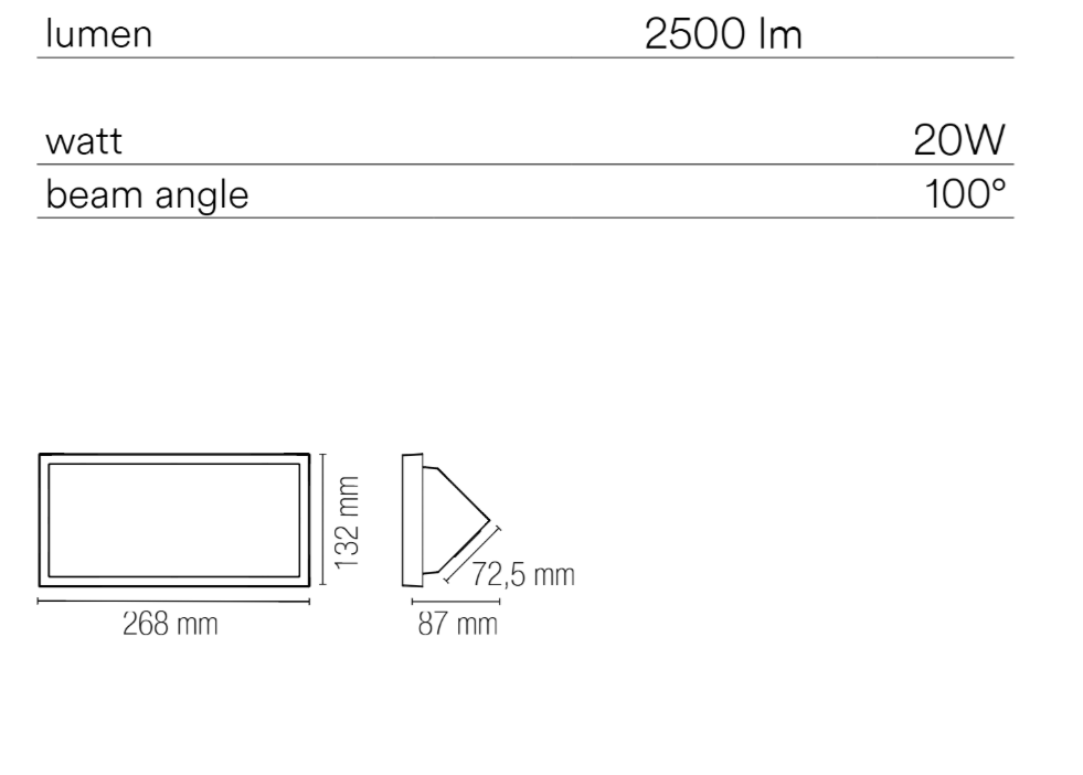 Kinkiet LED PC, wariant czarno-biały, 20W, 2500 LM, CCT, IP54, pochyły RIM