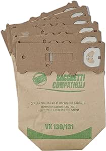 COMPATIBILE 6 SACCHI ADATTABILI IN CARTA ECOLOGICA VK130- VK131