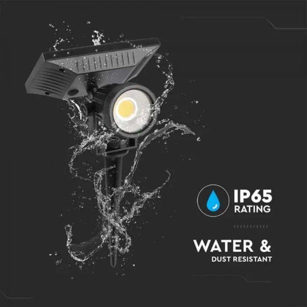 V-TAC Lampa ogrodowa LED z grotem Kolor Czarny Z panelem słonecznym 2W 4000K IP65