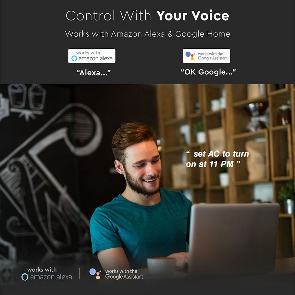 Controler universal V-TAC Wi-Fi cu infraroșu, compatibil cu Google Home și Amazon Alexa