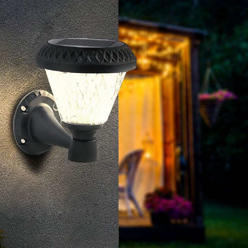 V-TAC Lampa LED solarna ścienna 0,8W stożkowa z pilotem, kolor czarny 3w1, IP44