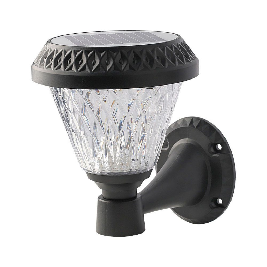 V-TAC Lampa LED solarna ścienna 0,8W stożkowa z pilotem, kolor czarny 3w1, IP44