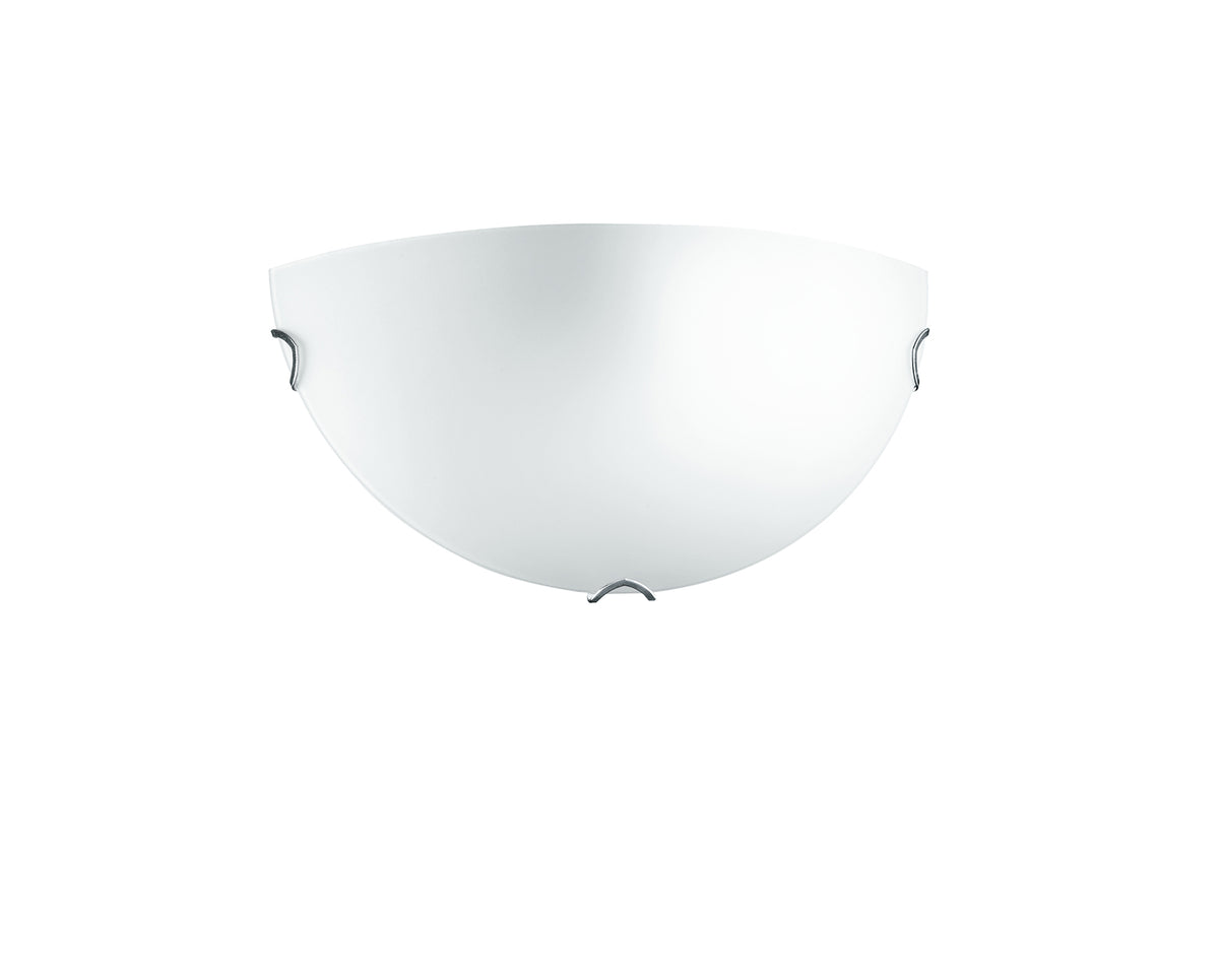 Applique da Parete Contemporanea | Metallo Cromo e Vetro Bianco Satinato 1xE27 | Fan Europe OBLÒ