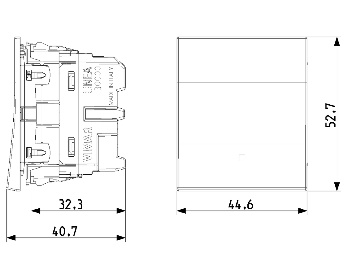 Interruttore Unipolare 1P 10AX 2 Moduli Allineato | Bianco Nero Canapa | IP40 250V | Vimar Linea 30000.2