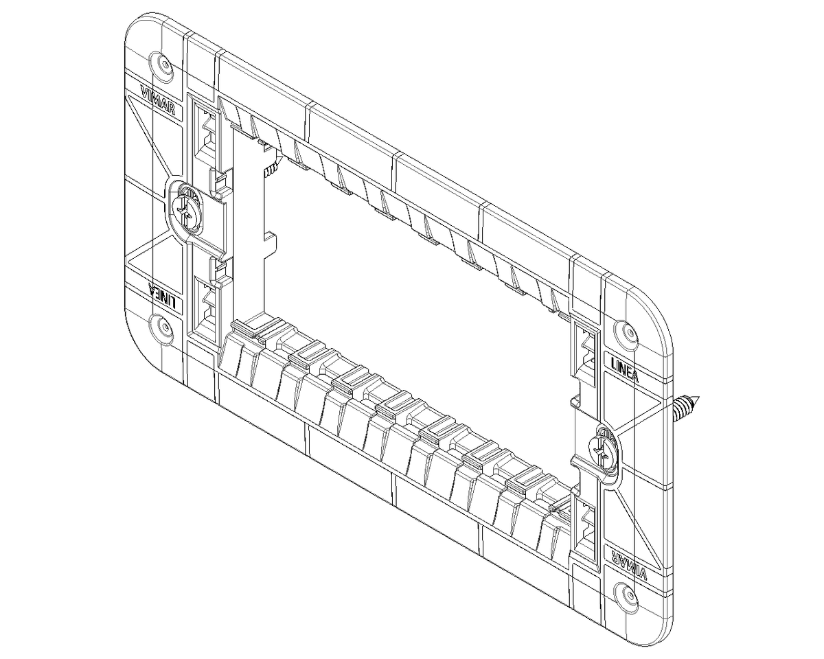 Uchwyt 4-modułowy, ze śrubami, do puszek 4-modułowych Vimar Linea 30614