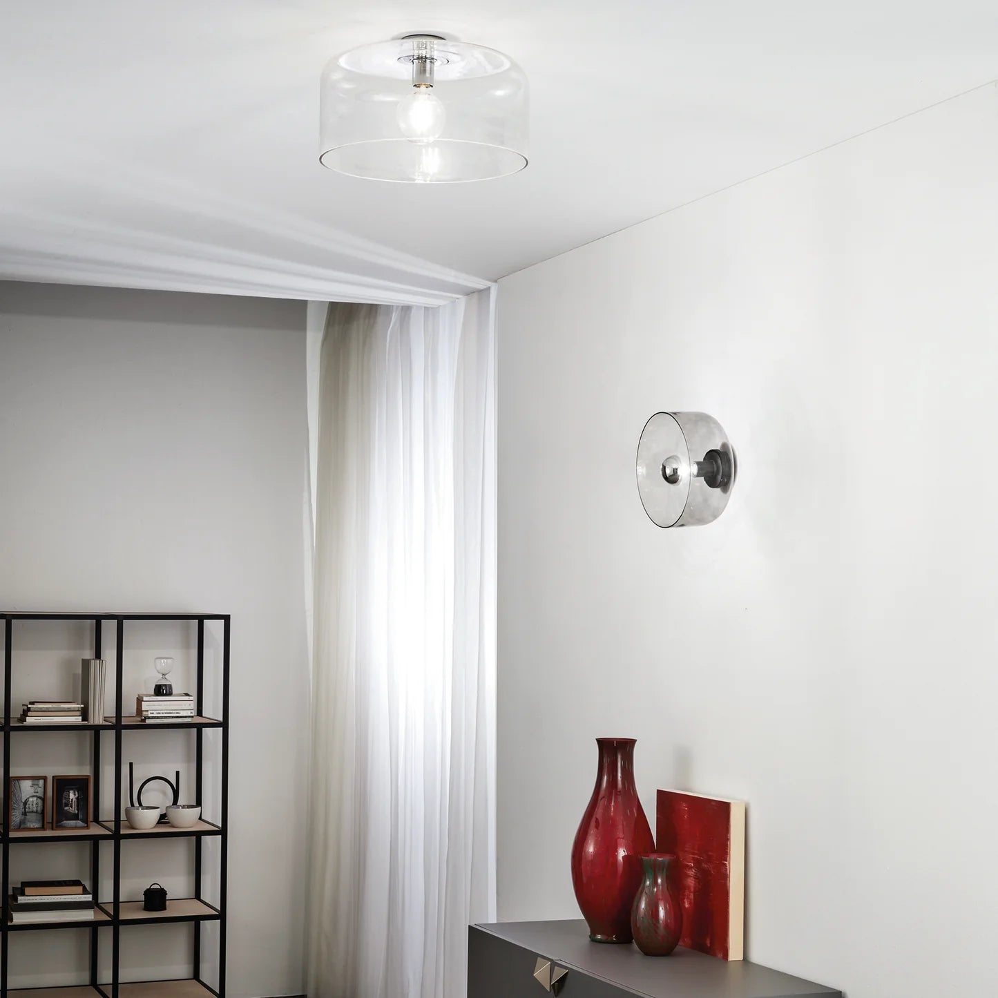 Plafoniera in vetro soffiato lucido in varie varianti e struttura in metallo 1XE27 non incl. D.30cm GIBUS-PL30 Plafoniera in vetro soffiato lucido in varie varianti e struttura in metallo 1XE27 non incl. D.30cm GIBUS-PL30