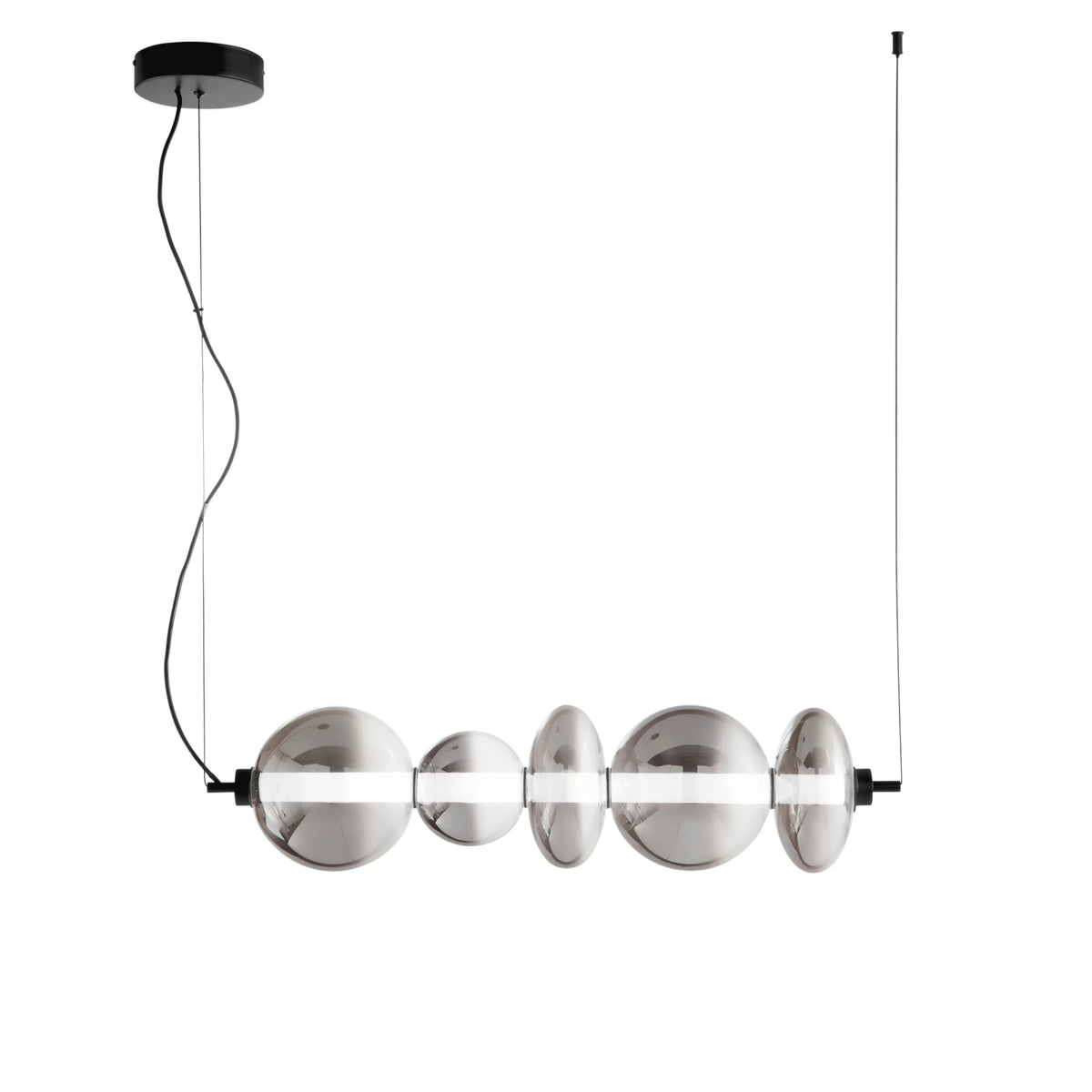 Lampa wisząca LED metalowa i ze szkła dmuchanego dymionego, pionowa i pozioma, 40W 4000LM 3000°k KEMET
