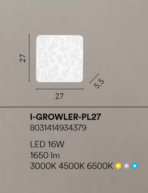 Plafoniera LED CCT, dyfuzor biały, dekoracja z efektem lodu, różne rozmiary GROWLER