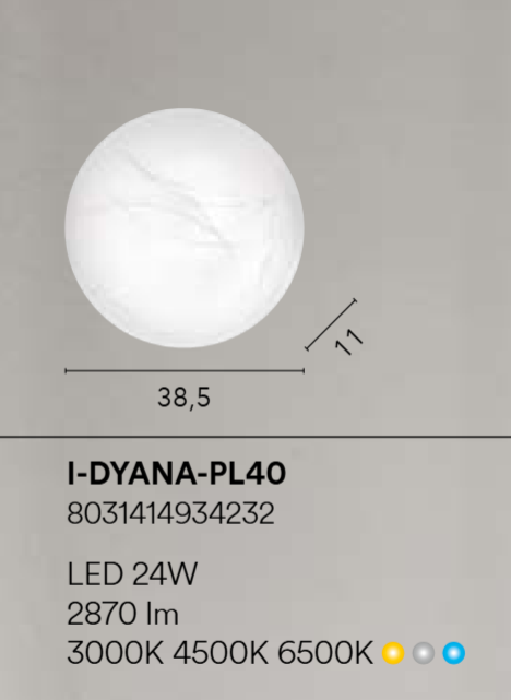 Plafoniera LED DYANA – CCT Cambio Temperatura | Diffusore Bianco Decoro Alabastro | PL30, PL40, PL50