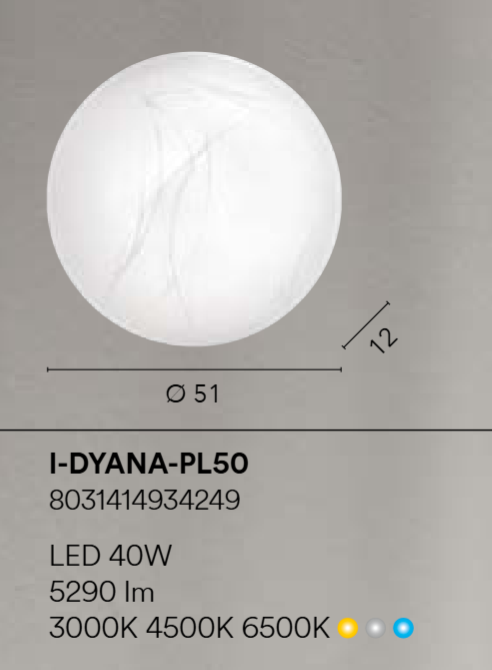 Plafoniera LED DYANA – CCT Cambio Temperatura | Diffusore Bianco Decoro Alabastro | PL30, PL40, PL50