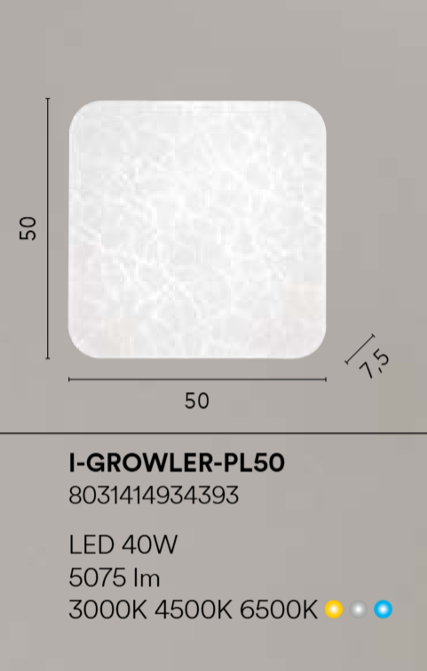Plafoniera LED CCT, dyfuzor biały, dekoracja z efektem lodu, różne rozmiary GROWLER