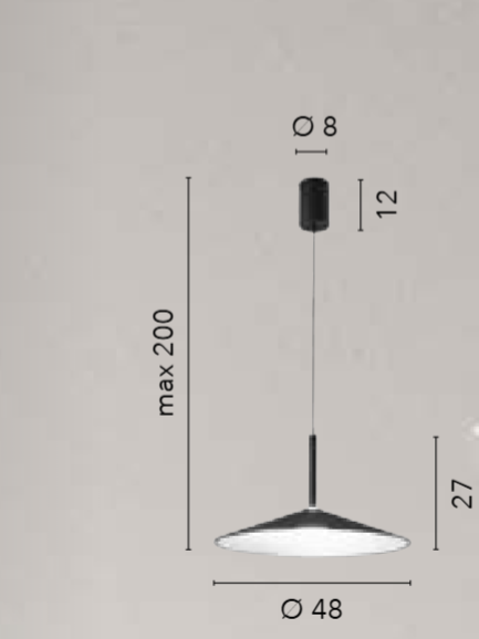 Lampa wisząca LED stożkowa metalowa biało-czarno-czerwono-zielona D.48cm 18W 2405LM CCT 3000-4000°k KHAN