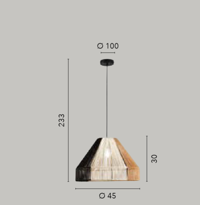 Lampa wisząca z przeplatanych naturalnych włókien papierowych, czarno-brązowo-biała 1xE27 bez żarówki COCONUT