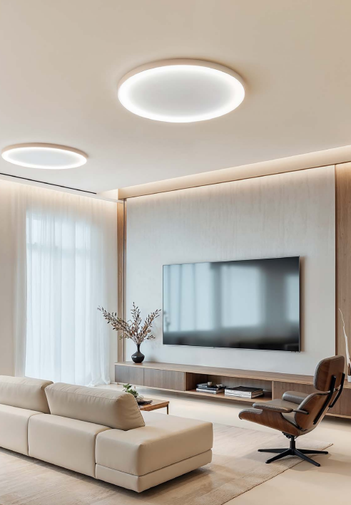 GEALUCE Lampa sufitowa LED, aluminium, klosz z akrylu opalowego, CCT 50W 4100LM KRIZIA