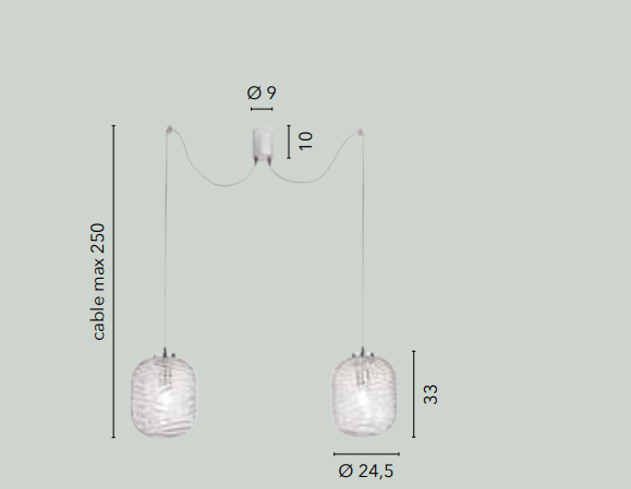 Sospensione sfera vetro ad onde 2XE27 non incl. trasparente NEREIDE-C-S2 TR