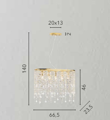 Sospensione 5 luci cristalli K9 oro 5XE14 non incl. BREEZE