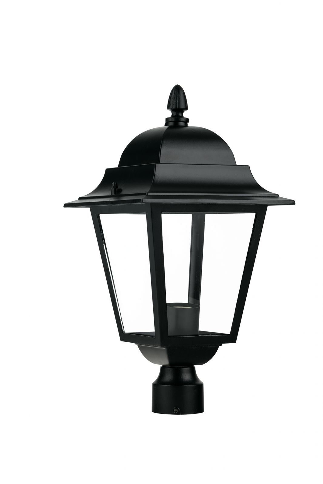 Corp de iluminat tip felinar, pentru stâlp, IP44, din aluminiu antracit, dispersor sticlă, lampă 1xE27 neinclusă, ROMA