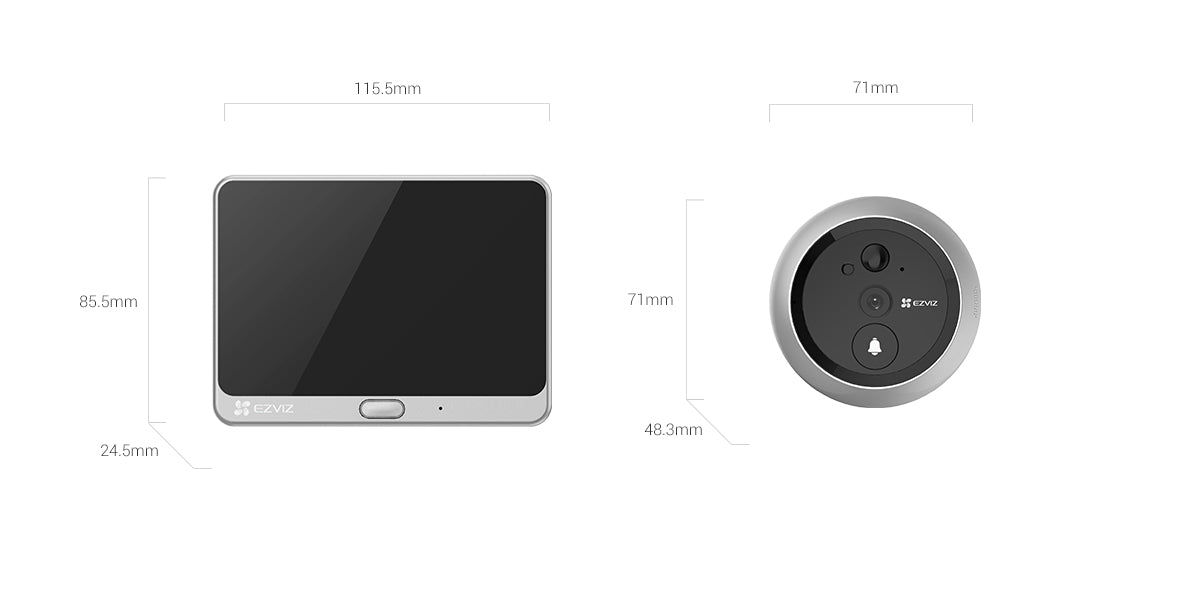 Vizor electronic conectat pentru ușă de intrare variantă argintiu - auriu EZVIZ DP2C