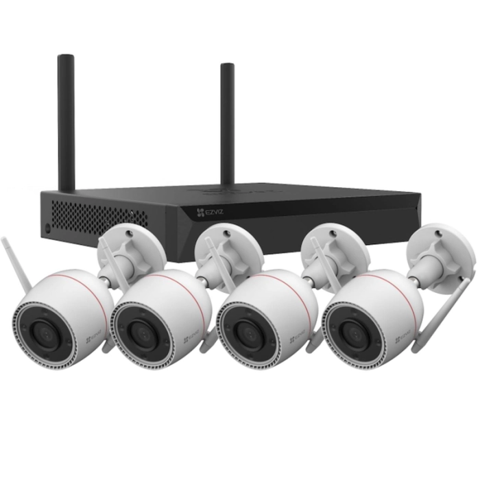 Kit Videosorveglianza 4 Telecamere 2K+ Esterno + NVR 8 Canali | Visione Notturna Colori AI Sirena | EZVIZ H3c