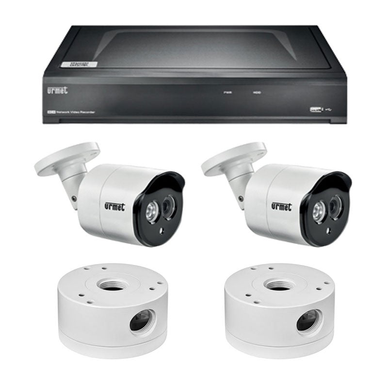 Kit Videosorveglianza IP 5M NVR 4K 4 Canali PoE HDD 1TB + 2 Telecamere Bullet 5MP Ottica Fissa 2.8mm IP66 IR 30m | Urmet 1098/854