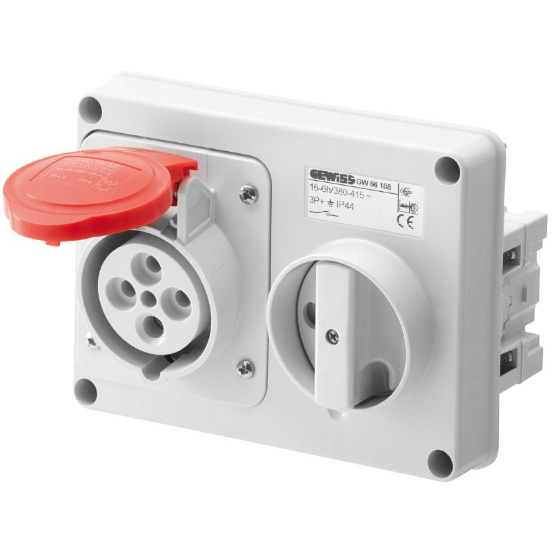 Presa Interbloccata Fissa 3P+T 16A 380V IP44 | Senza Cassetta | Gewiss GW66108