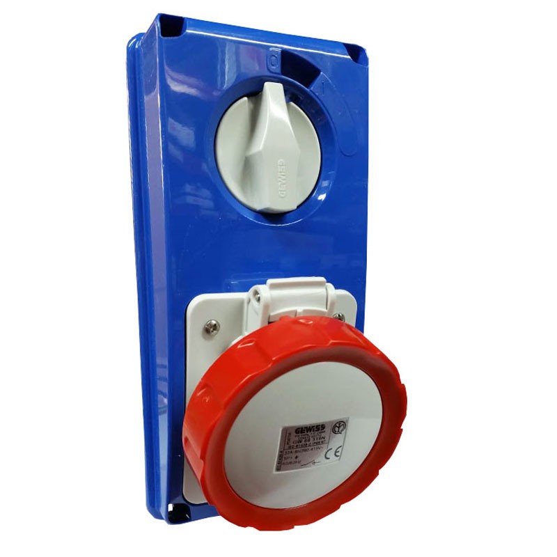 Priză interblocată Gewiss verticală 3P+T 32A IP67 GW66319N