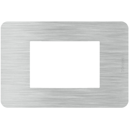 Placca 3 Moduli Tecnopolimero Alluminio Spazzolato | BTicino MatixGO | JA4803EA