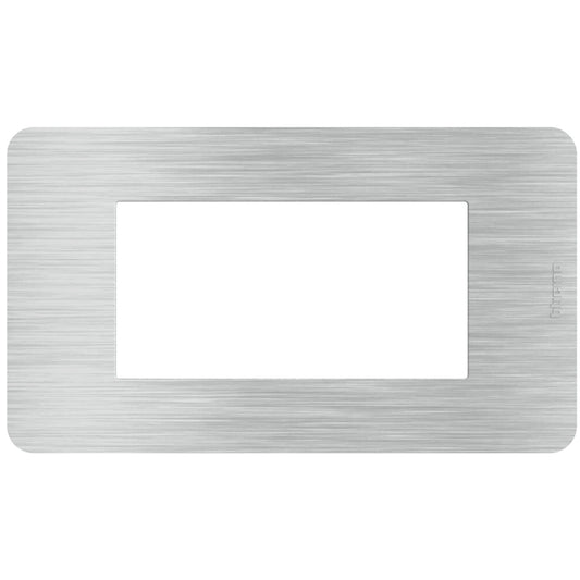 Placca 4 Moduli Tecnopolimero Alluminio Spazzolato | BTicino MatixGO | JA4804EA