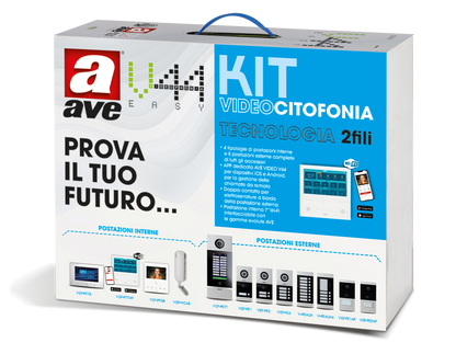 Kit Videocitofono Monofamiliare 2 Fili Monitor Touchscreen 7" | Lettore MIFARE Sistema V44 EASY | AVE KV01-1PIT7BAP
