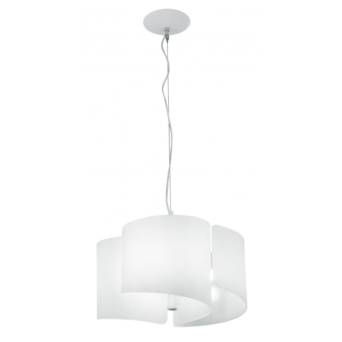 Sospensione 3 luci vetro curvo struttura in alluminio bianca 3XE27 non incl. IMAGINE-S3