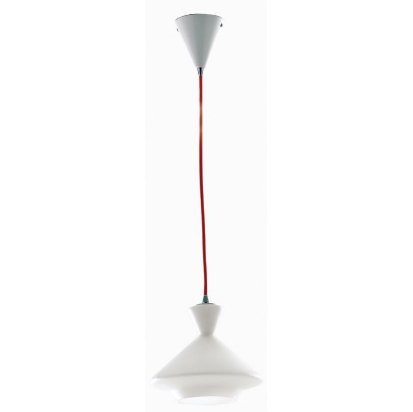 Sospensione 1XE27 non incl. forme eccentriche diffusore vetro opale e cavo in tessuto rosso o nero SUGAR-A