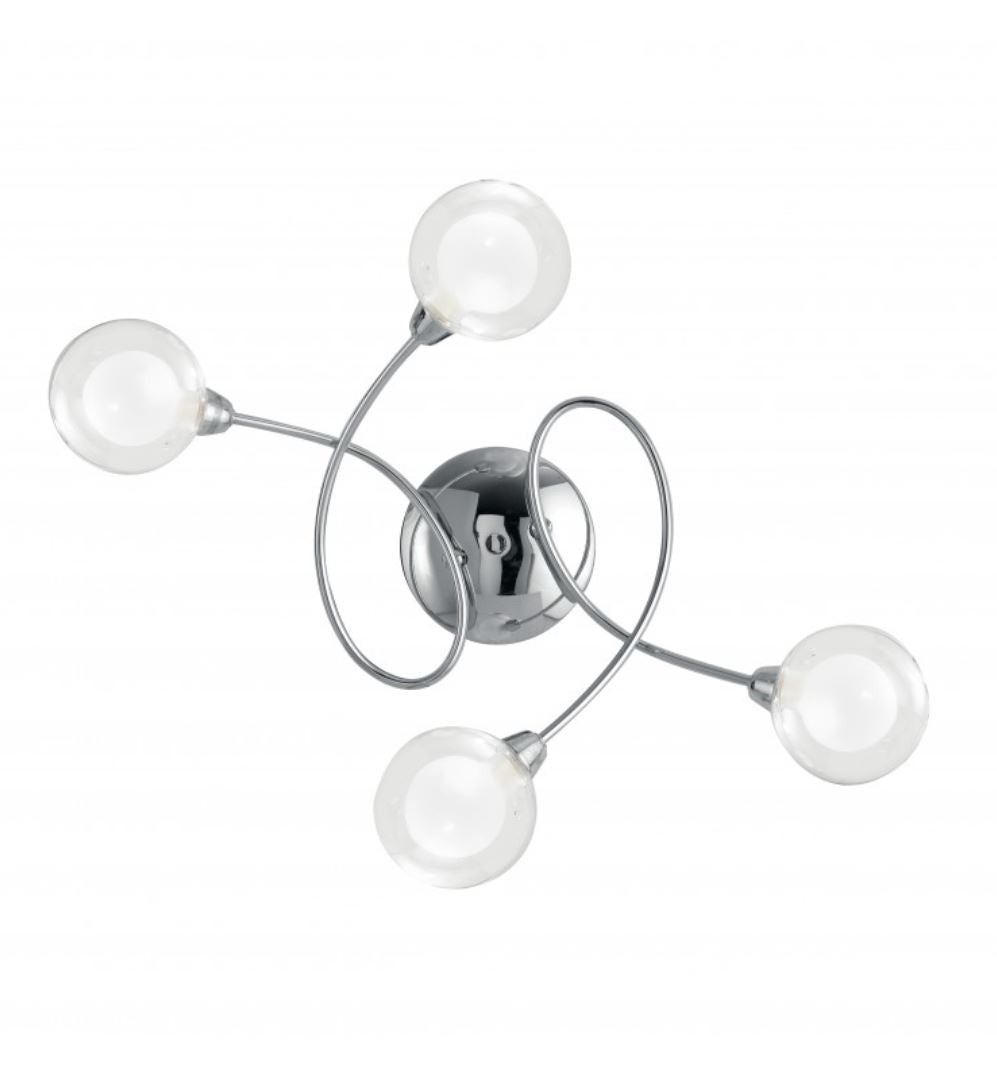 Plafoniera 4 luci sfere doppio vetro struttura metallo cromato 4XG9 non incl. BLOG