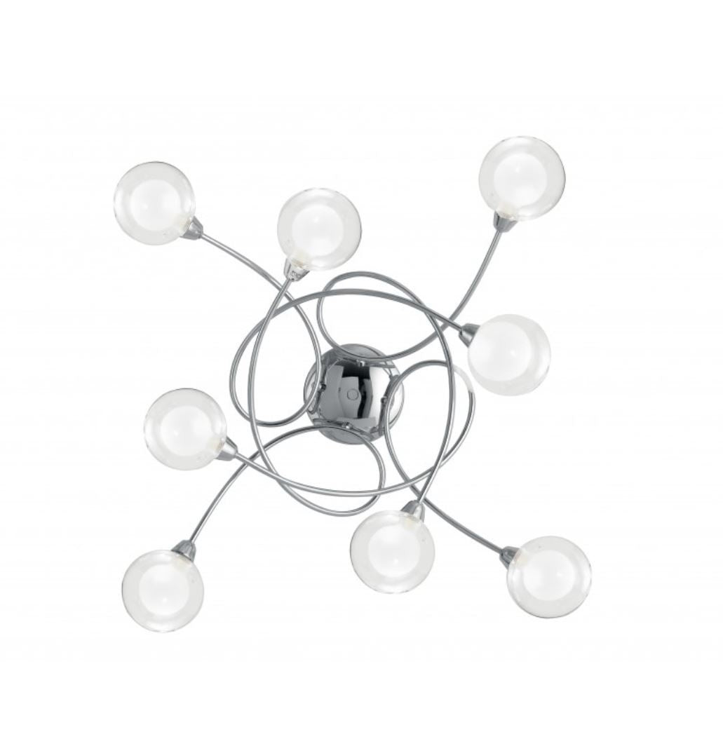 Plafoniera 8 luci sfere doppio vetro struttura metallo cromato 8XG9 non incl. BLOG