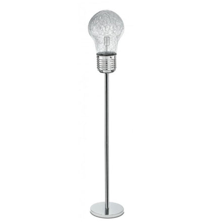 Lampa podłogowa szklana, kształt żarówki, wewnątrz druty aluminiowe 1xE27 brak w zestawie ŻARÓWKA