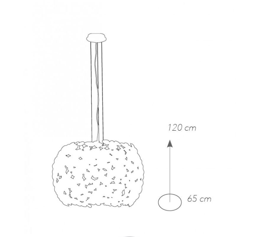 Sospensione D.65cm metallo cromo o bianco forme tondeggianti 5XE27 non incl. DIONISO