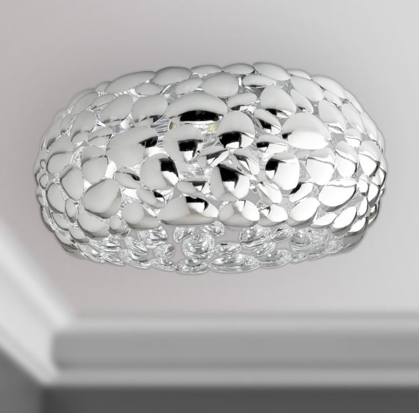 Plafoniera D.48 cm metallo cromo o bianco forme tondeggianti 3XE27 non incl. DIONISO