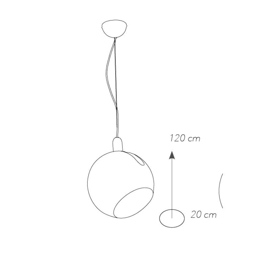 Sospensione in metallo cromo sfera orientabile 1XE27 non incl. D.20cm NARCISO