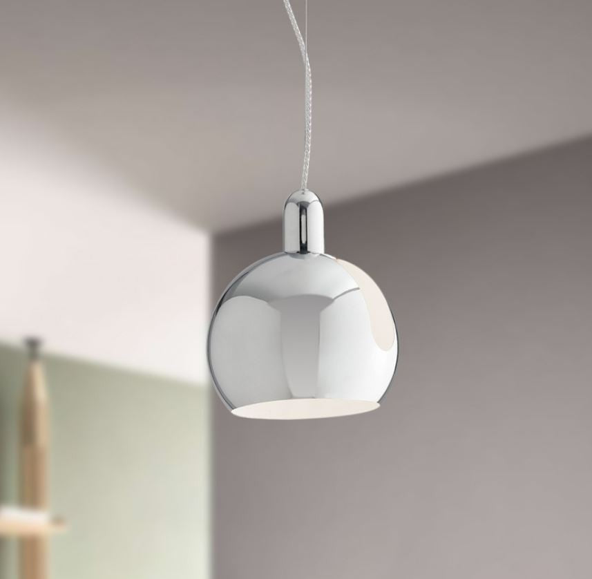 Sospensione in metallo cromo sfera orientabile 1XE27 non incl. D.20cm NARCISO